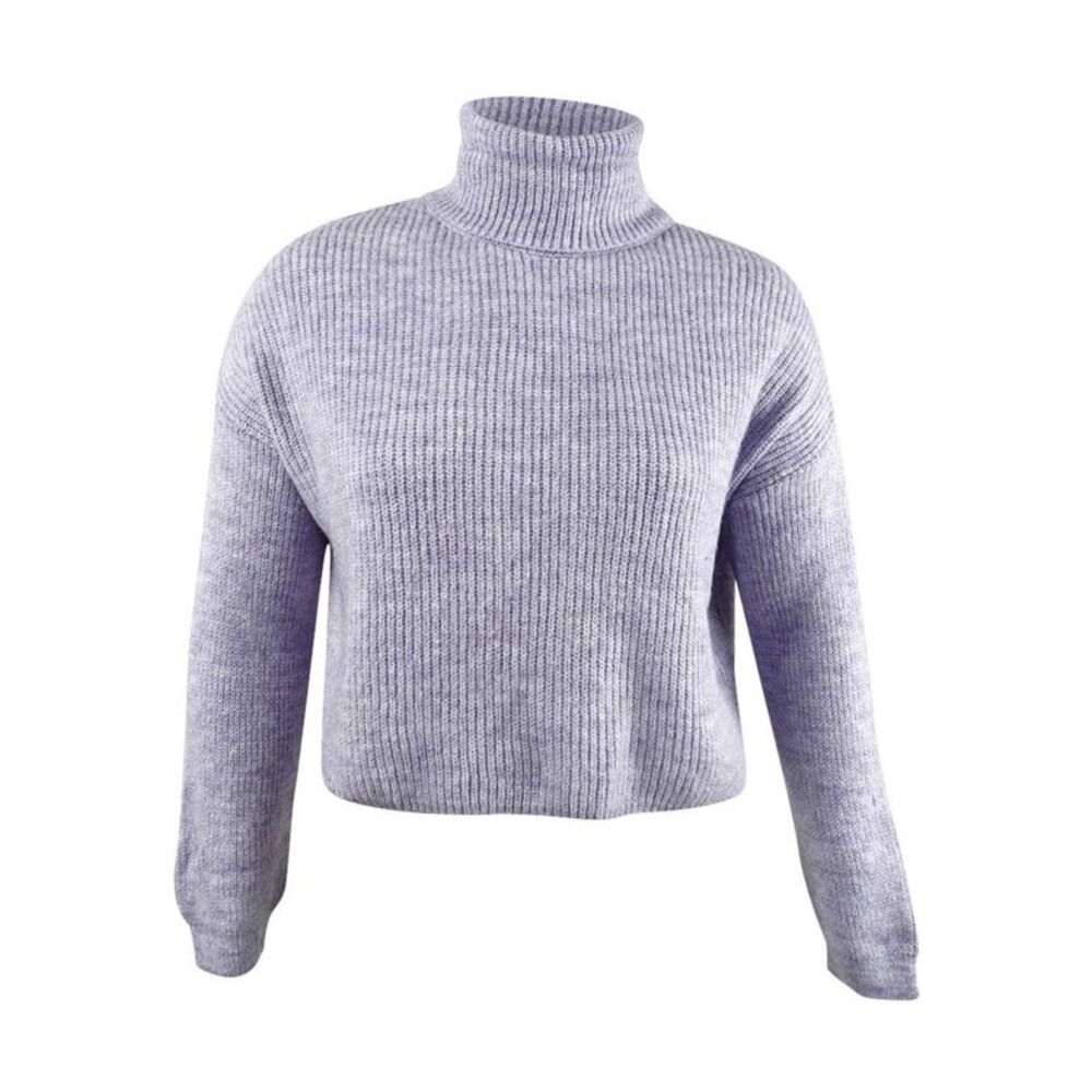 Sun + Moon Women's Boxy Turtleneck Sweater (L, Lilac Cloud)